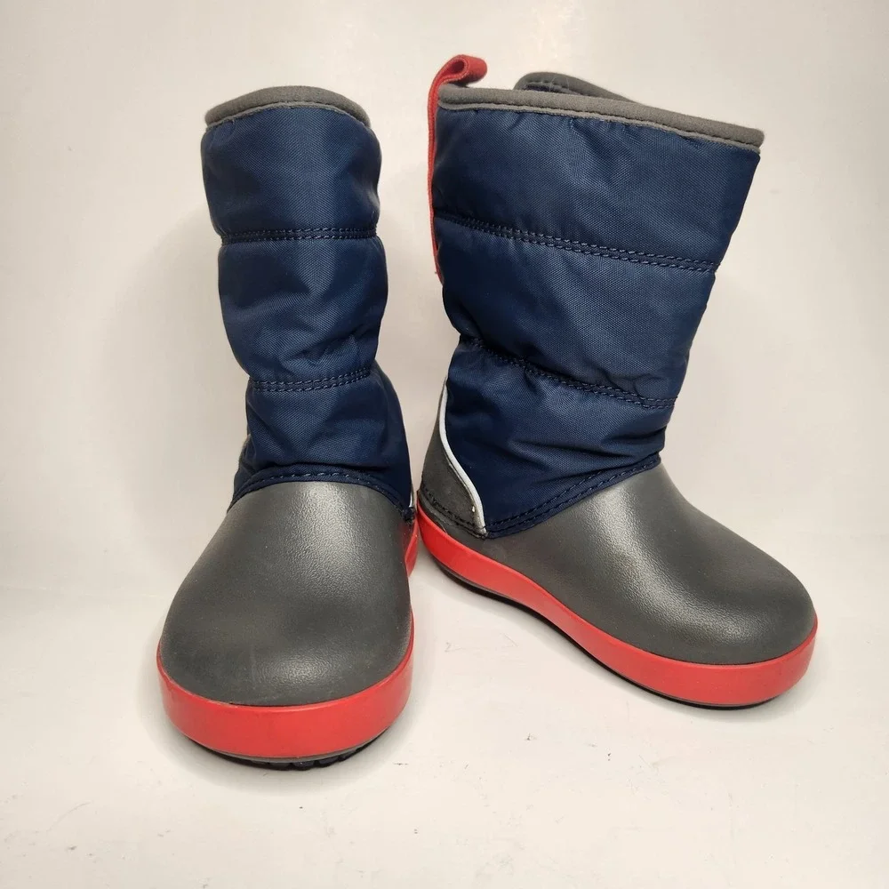 CROCS Lodgepoint Snow Boots Toddler Kids C6 Blue Gray Red Winter Rain Ski‎